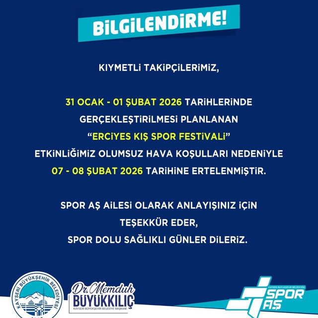 Erciyes Kış Spor Festivali'ne olumsuz hava engeli