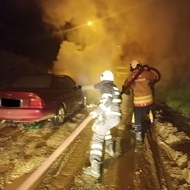 Yayladağı'nda otomobil yangını