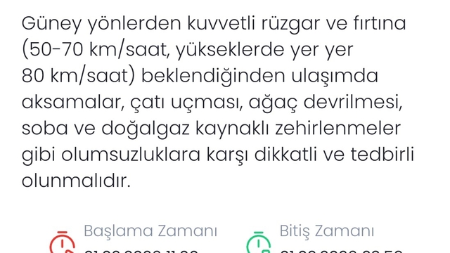 Meteoroloji'den Denizli için fırtına uyarısı