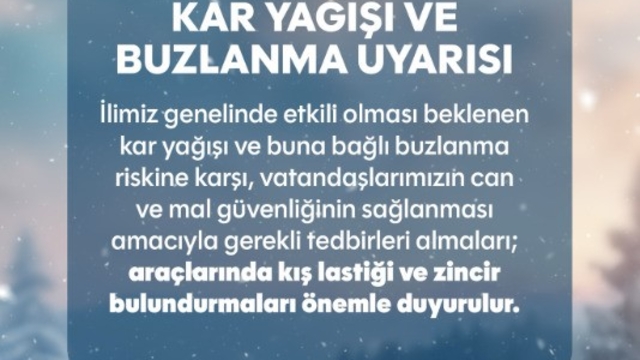 Tekirdağ'da kar ve buzlanma uyarısı