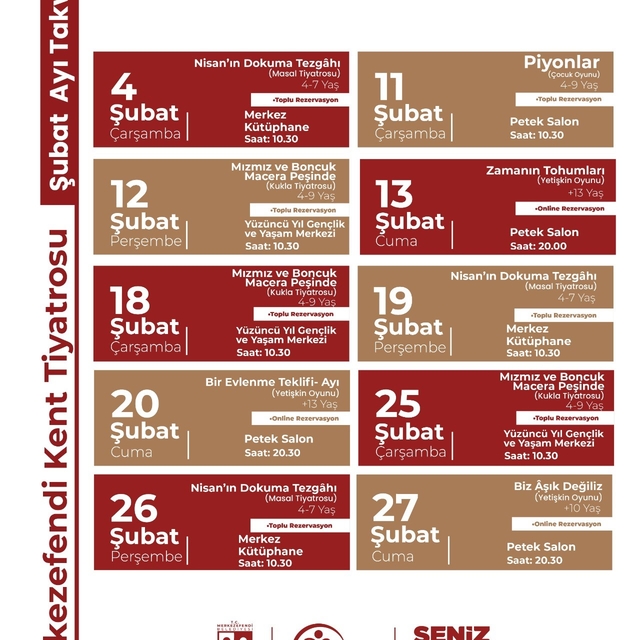 Merkezefendi Kent Tiyatrosu'nun Şubat ayı oyun takvimi yayınlandı
