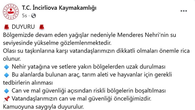 Büyük Menderes'in su seviyesi yükseldi; taşkın riski tedirgin etti (2)