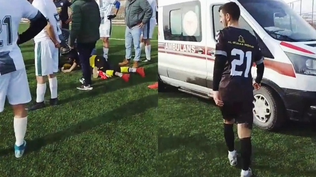 Dili boğazına kaçan kaleci, polisin müdahalesi ile kurtuldu