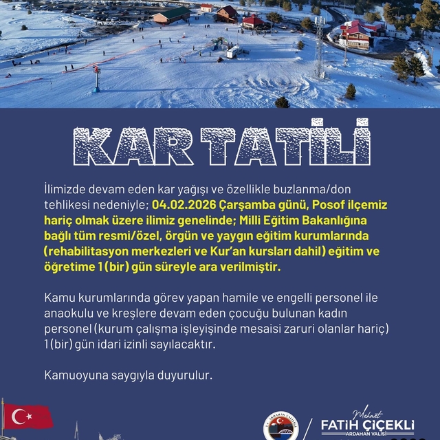Ardahan'da eğitime kar engeli