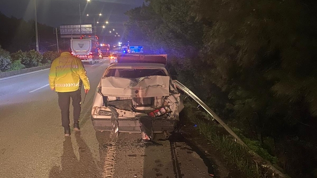 Muğla'da otomobille çarpışıp şarampole devrilen vincin sürücüsü yaralandı