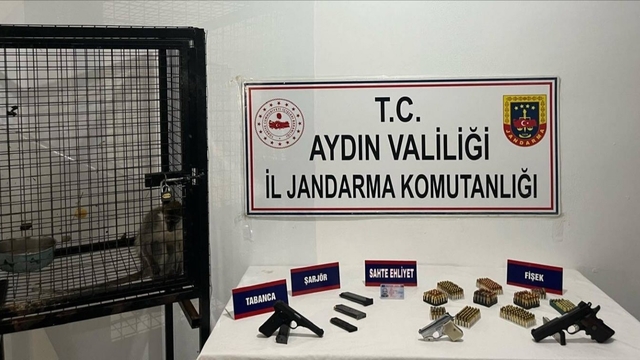 Kuşadası'nda ruhsatsız silah ve maymun ele geçirildi