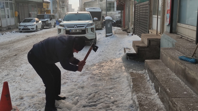 Ardahan'da dondurucu soğuk ağaçları kırağıyla kapladı