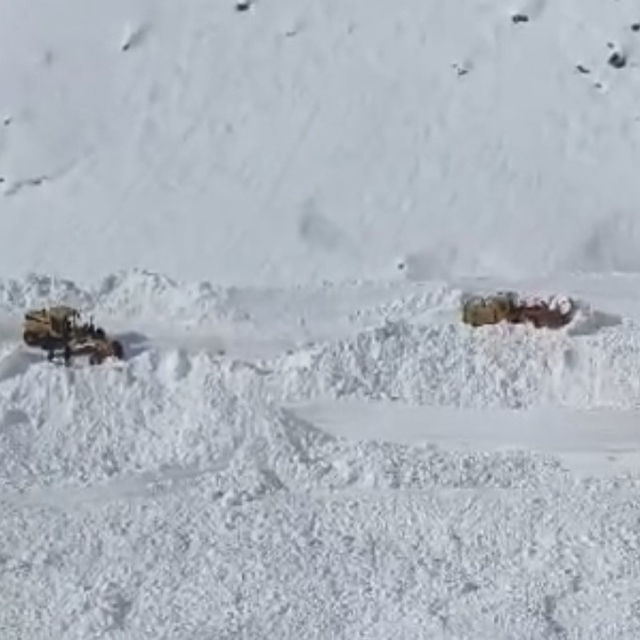 Van Bahçesaray'da mezra yoluna çığ düştü