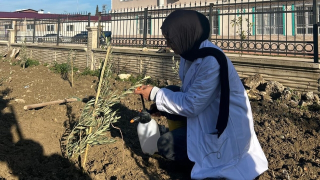 Hatay'da 6 Şubat depremlerinde hayatını kaybeden öğretmenler anısına fidan dikildi