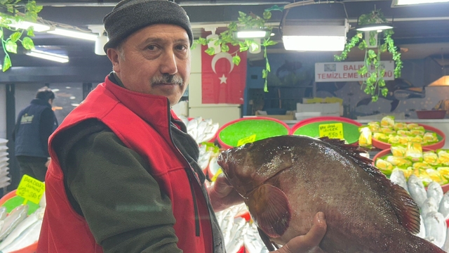 Sivas'ta 7.5 kiloluk orfoz balığı tezgahın ağası oldu