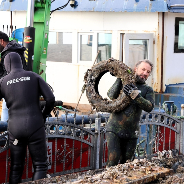Eskihisar Sahili'nde ekosistemi canlandıracak dip temizliği yapıldı