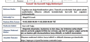 Tunceli için kuvvetli kar yağışı uyarısı