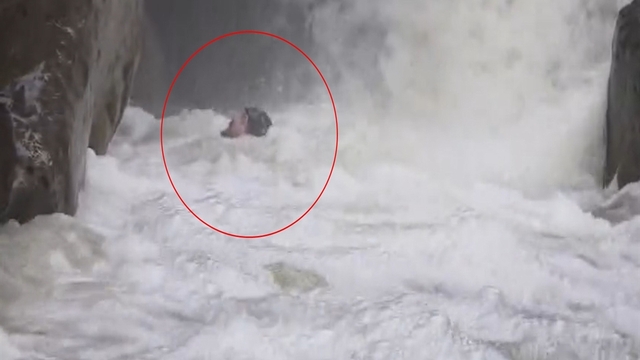 Su seviyesi yükselen dereden geçen dağcı yaşadıklarını anlattı