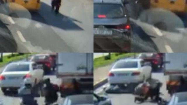Kaza anı araç kamerasında: Daha önce 3 kişi ölmüştü bu sefer yayalara motosiklet çarptı
