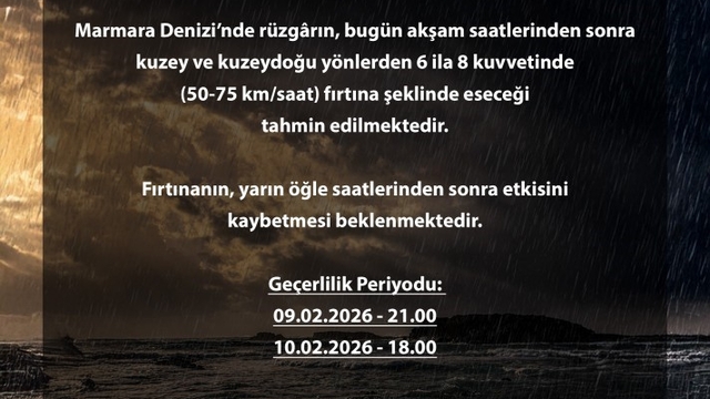 Bursa Valiliği'nden Marmara için fırtına uyarısı