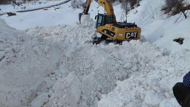 Van'da çığın kapattığı mezra yolunda zorlu mücadele