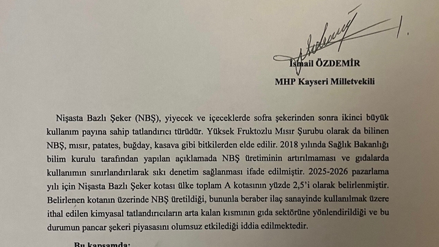 İsmail Özdemir'den şeker fabrikalarının sorunları hakkında soru önergesi