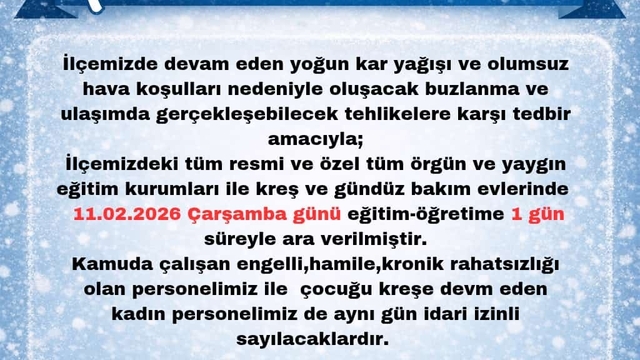 Karlıova'da eğitime 1 gün ara