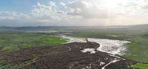 Kuruyan Marmara Gölü'ne yeniden su girişi başladı