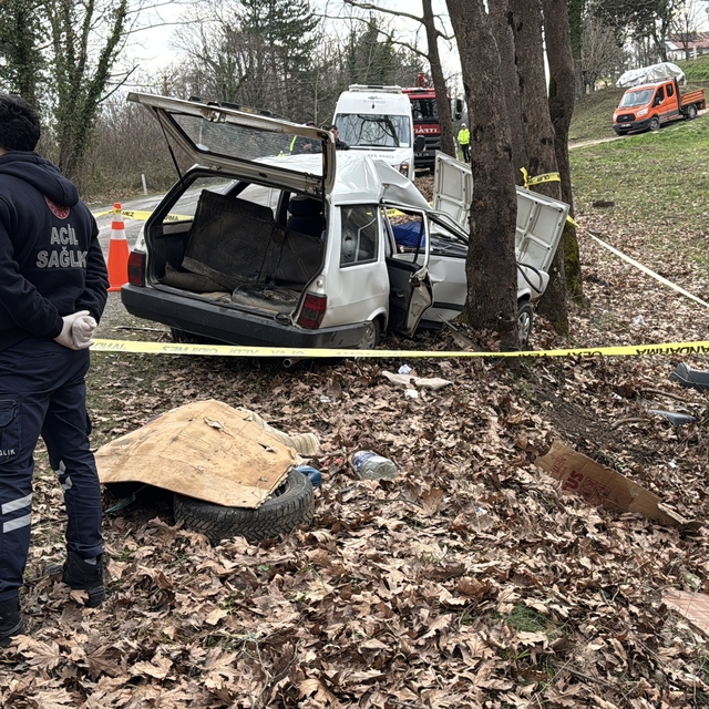 Karabük'te ağaca çarpan otomobildeki 1 kişi öldü, 2 kişi yaralandı