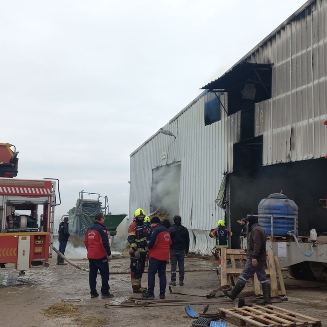 Çiftlikte çıkan yangın paniğe neden oldu