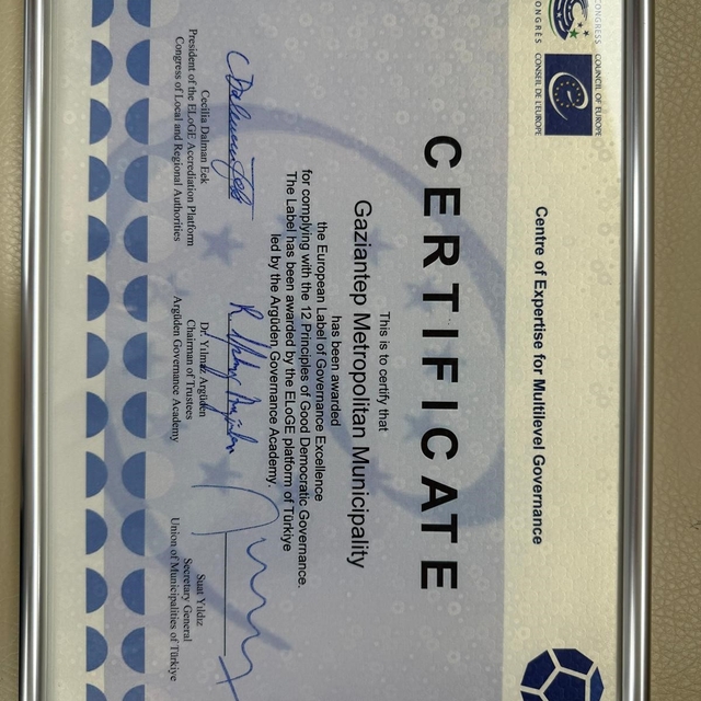 Gaziantep Büyükşehir'e Avrupa'dan yönetişim ödülü