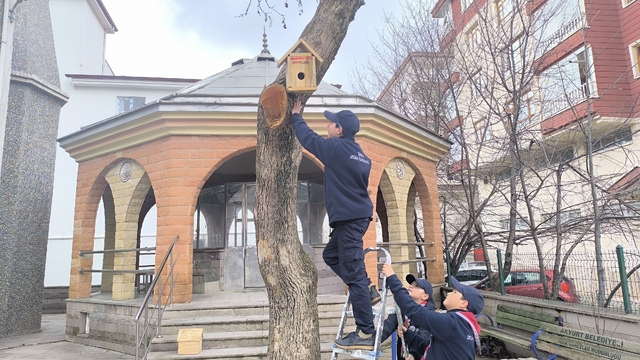 Akyurt'ta kuşlar için çeşitli yerlere yuva asıldı