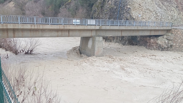 Denizli'de su seviyesi artan derelerde köprüler zarar gördü