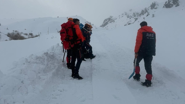 Ağrı'da üzerine çığ düşen araçtaki 4 personel kurtarıldı