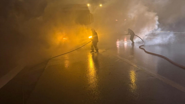 Belen'de tır yangını