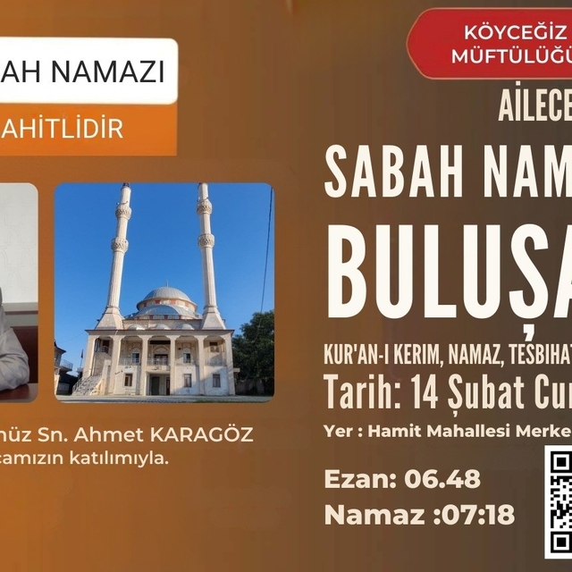 Köyceğiz'de sabah namazı buluşması Hamitköy Camiinde gerçekleşecek
