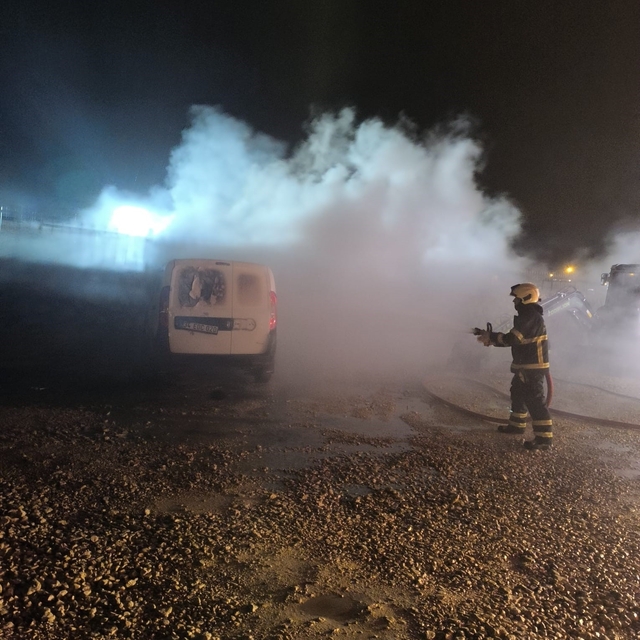 Mardin'de seyir halindeki ticari araç alevlere teslim oldu