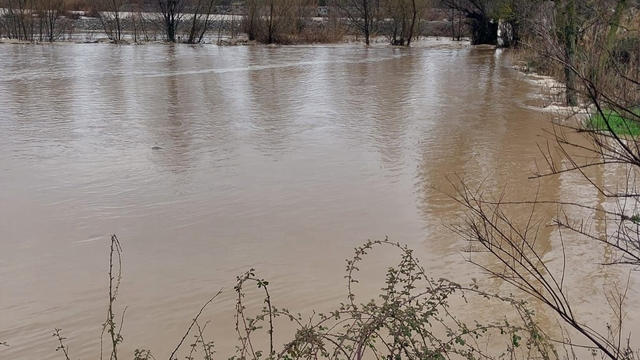 Denizli'de Akçay Deresi taştı, yol trafiğe kapandı