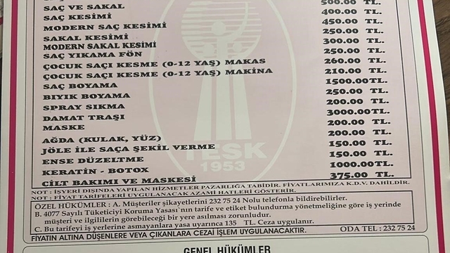 Kayseri'de berber ücretlerine zam