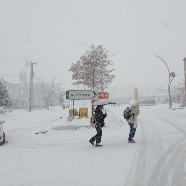 Başkale'de yoğun kar yağışı