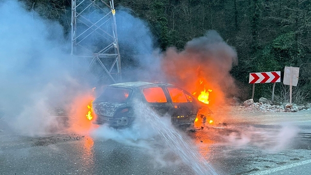Artvin'de seyir halindeki araç alev aldı
