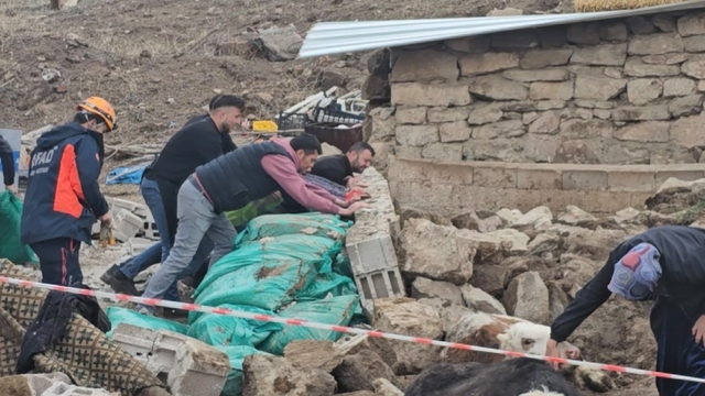 Aksaray'da yağmur ve rüzgardan ahır hayvanların üzerine çöktü