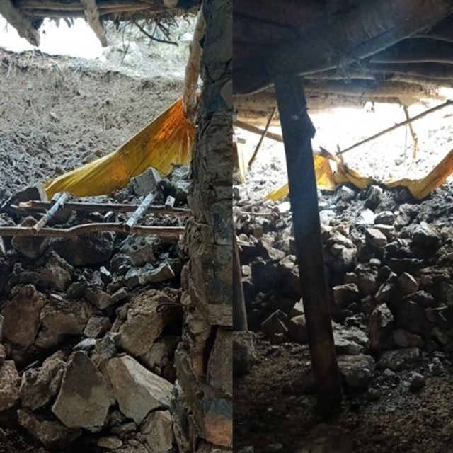 Hakkari'de yağış nedeniyle ahır çöktü