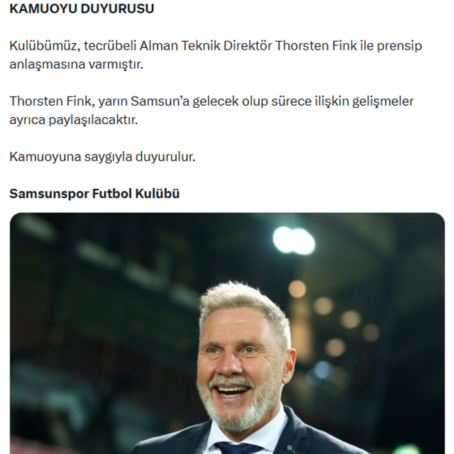 Samsunspor Thorsten Fink ile anlaştı