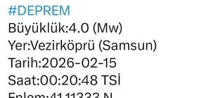 Samsun Vezirköprü'de gece yarısı korkutan deprem