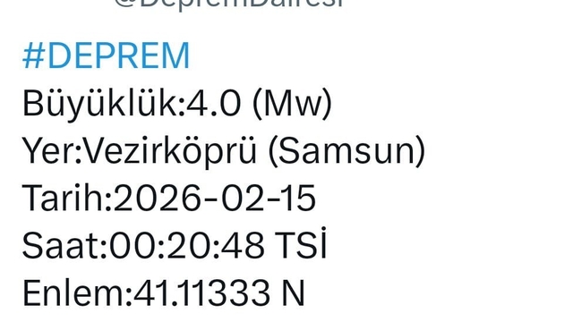 Samsun Vezirköprü'de gece yarısı korkutan deprem