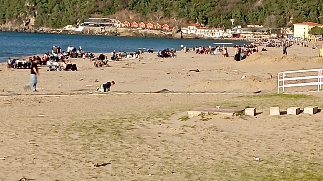 Sıcaklığın 28 dereceye çıktığı Bartın'da plaj ve parklar doldu