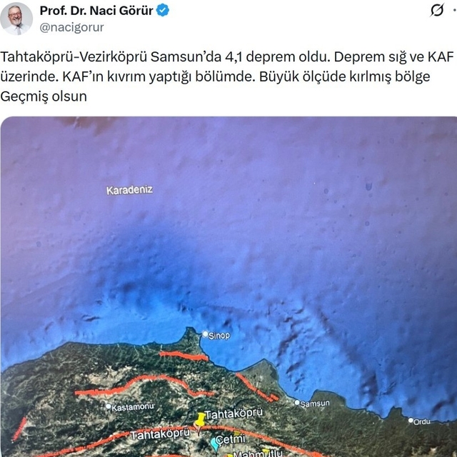 Naci Görür'den "Vezirköprü depremi" değerlendirmesi