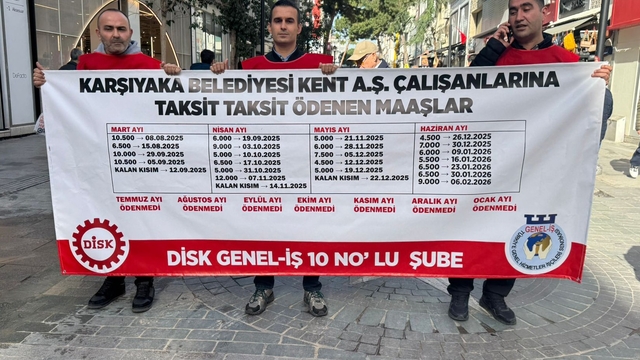 Karşıyaka Belediyesinde borç dağ gibi: İşçi başına 400 bin TL alacak
Karşıyaka'da işçinin alın teri çığlığı: "Çocuğumuza harçlık veremiyoruz"