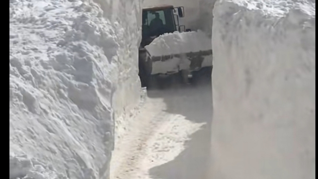 Van'da çığ düşen mahalle yolunda karla mücadele sürüyor