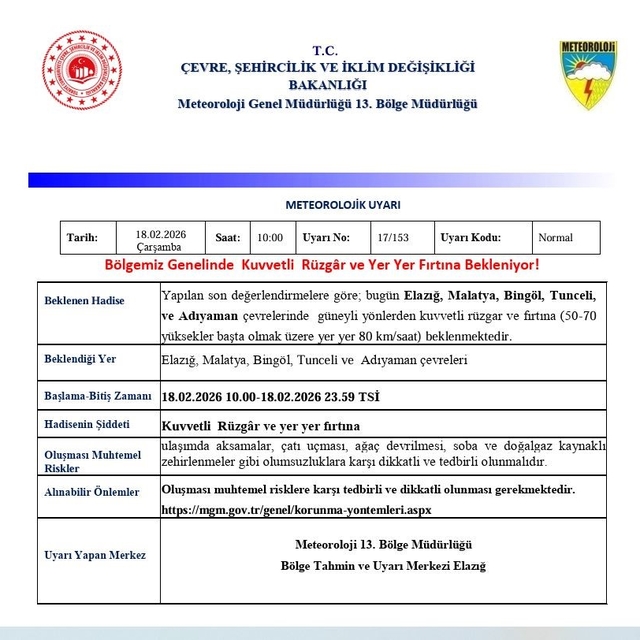 Meteorolojiden 5 il için kuvvetli rüzgar ve fırtına uyarısı
