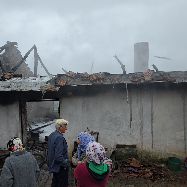 Sındırgı'da çıkan yangında 2 ev zarar gördü
