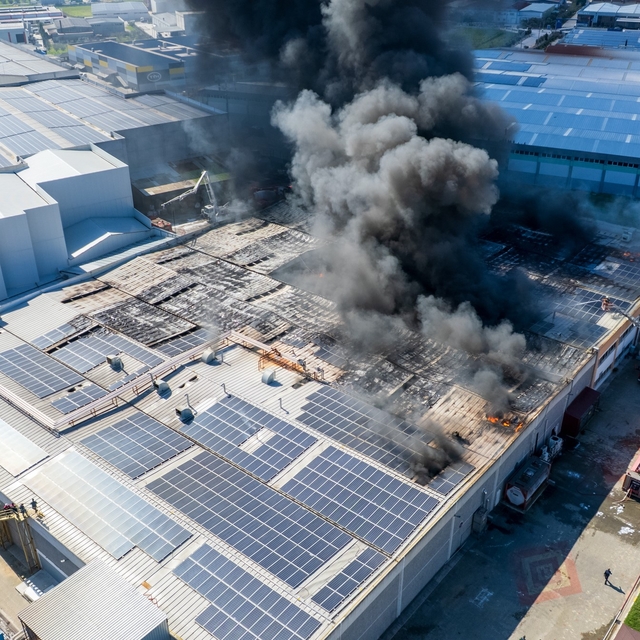 Oyuncak fabrikasındaki yangın dronla görüntülendi