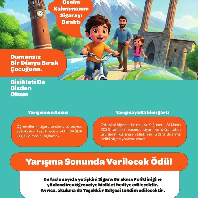 Erzurum İl Sağlık Müdürlüğü'nden dumansız bir gelecek için anlamlı yarışma