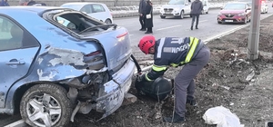 Trafik kazası sonrası araçtan kopan LPG tankı korku dolu anlar yaşattı